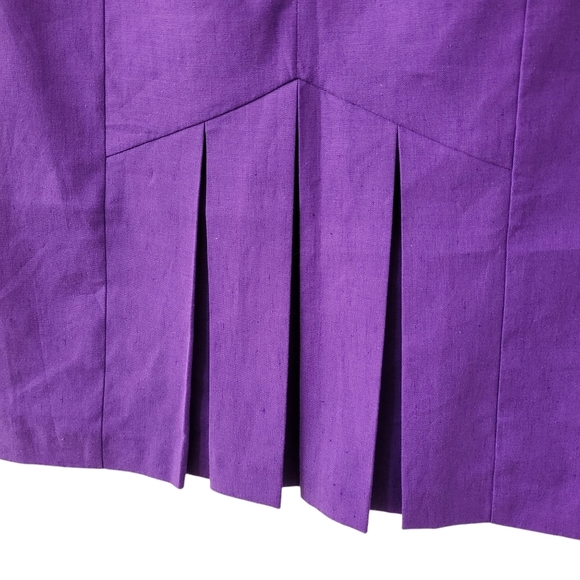 Laura Ashley Vintage Linen Skirt Midi Pencil Back Pleated Paneled Stretch SZ 8 - Picture 5 of 8